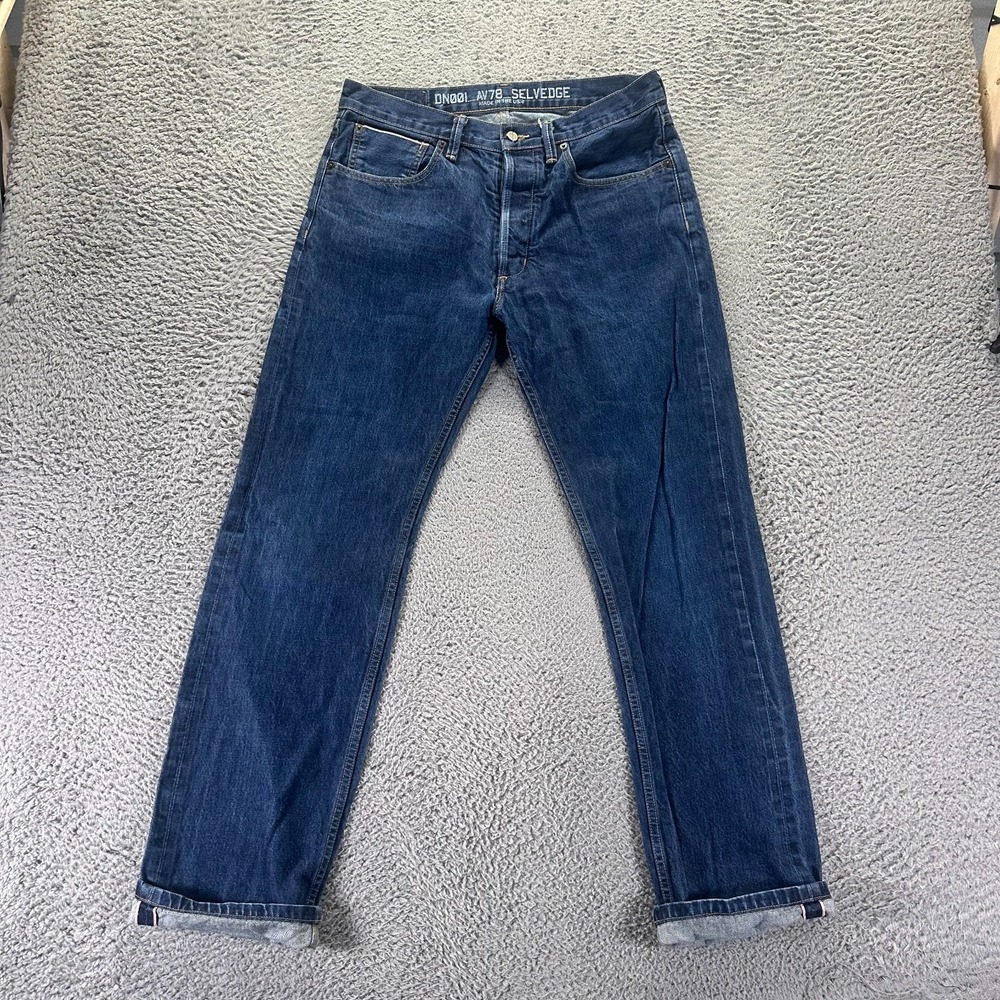 Vintage Guess Selvedge AV78 Jeans Mens 32x32 Blue Denim Straight Button-Fly USA